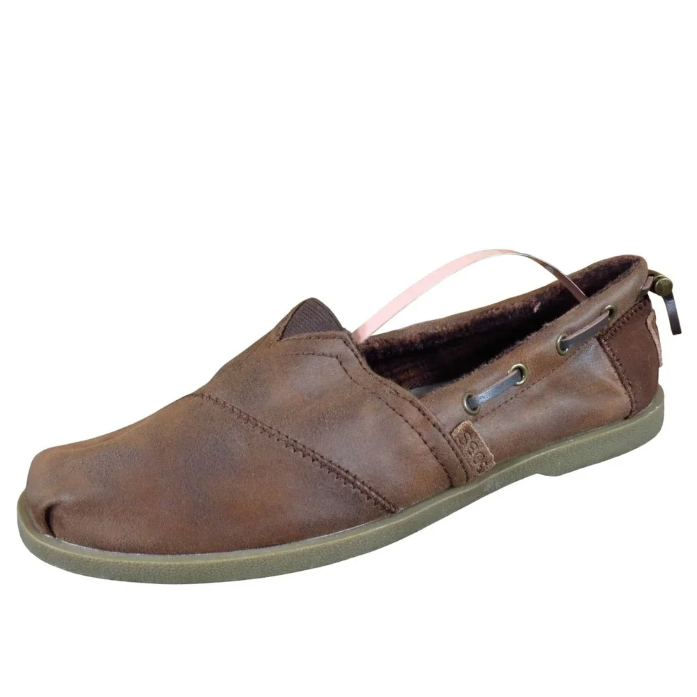 Bobs by Skechers Chill Luxe Buttoned Up Women Casual Slip On Shoe Size 9 Brown‎